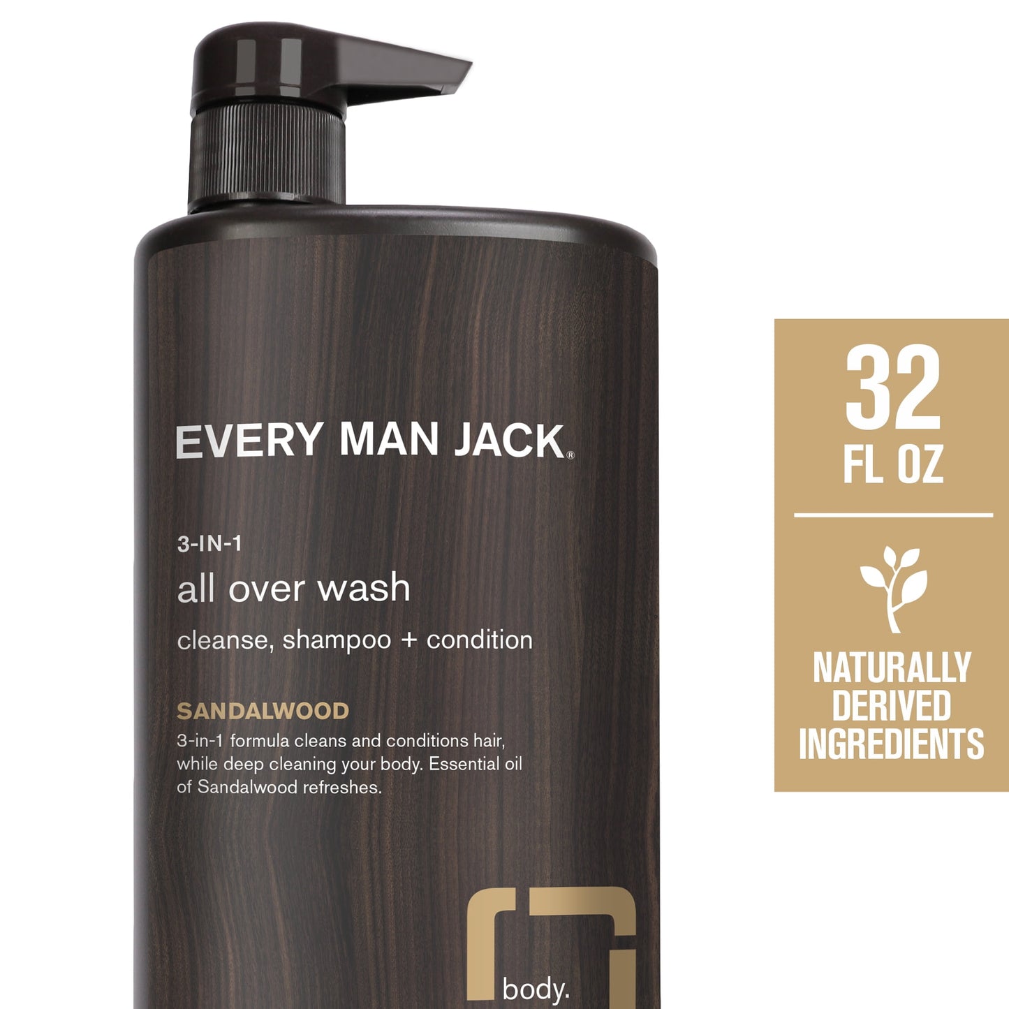 Every Man Jack Body Wash - Sandalwood, 3 oz