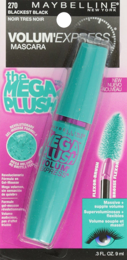 MAYBELLINE New York Mega Plush Washable Mascara, 271 Very Black, 0.3 oz