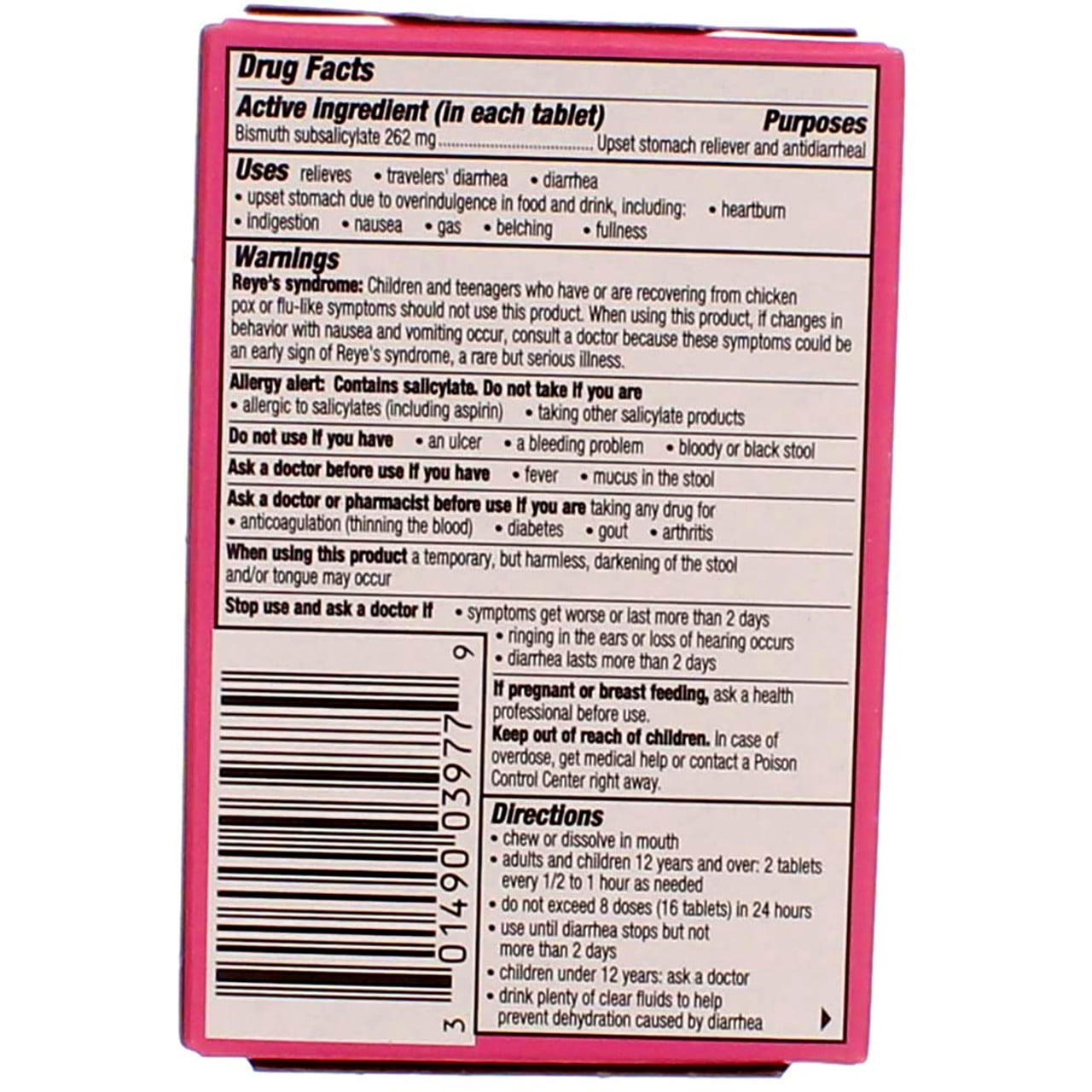 PEPTO-BISMOL TB 262MG 24 ORIG