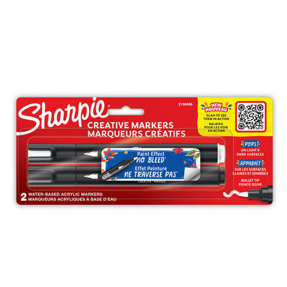 Sharpie Creative Markers, Acrylic, Bullet Tip - Assorted, 2 count