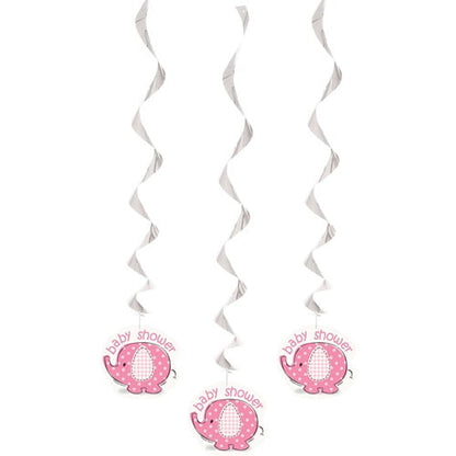 Unique Baby Shower Pink Elephant Hanging Swirl Decorations, 26-Inch