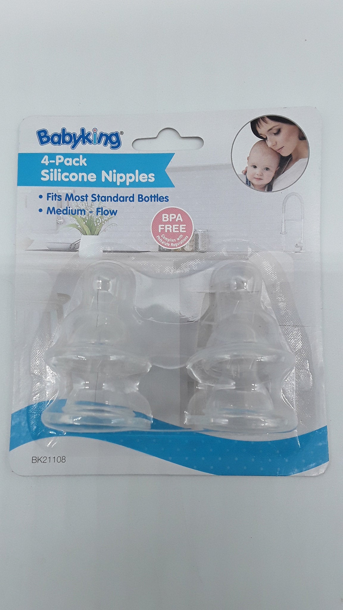 Babyking Medium Flow Silicone Nipples, 4 count