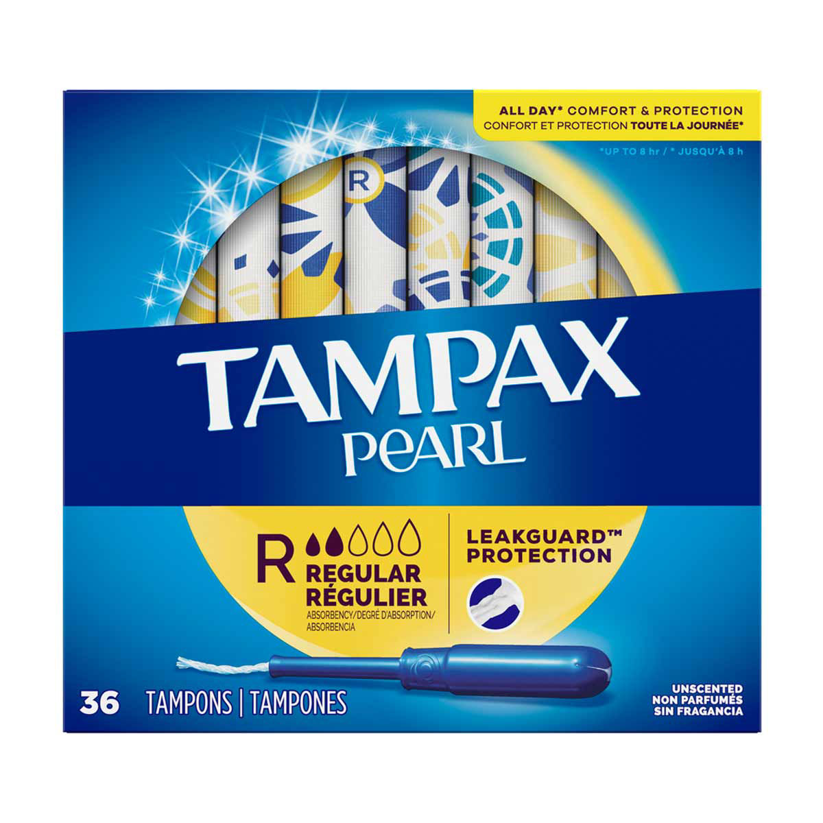 Tampax Tampons Pearl Regular 10 Count Leakguard Unscented