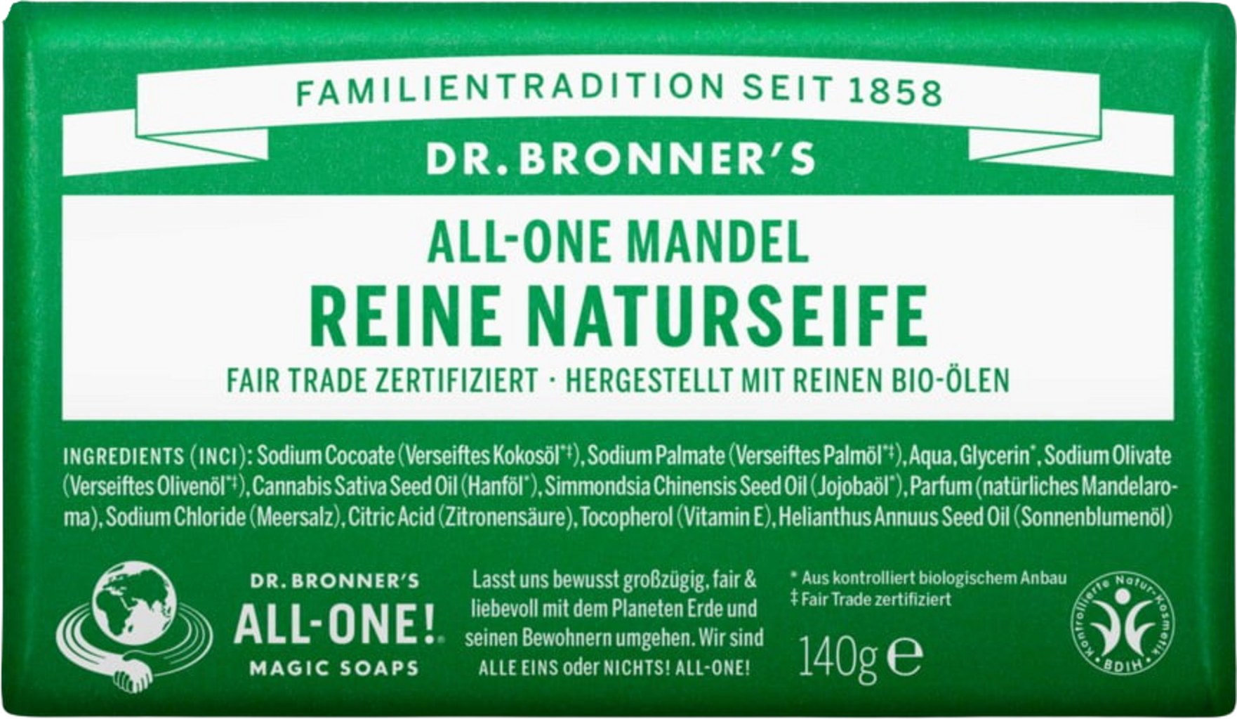Dr. Bronners Bar Almond 5oz Soap