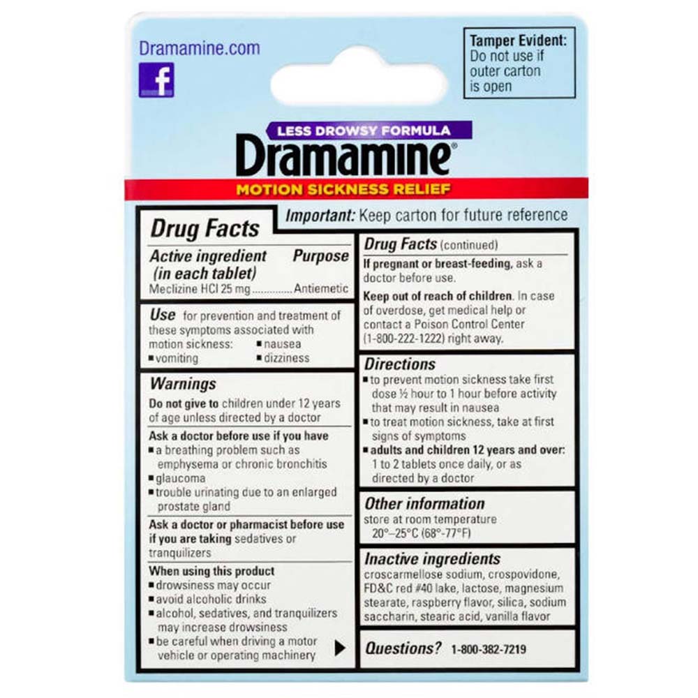 DRAMAMINE LESS DROWSY TABLET 8CT