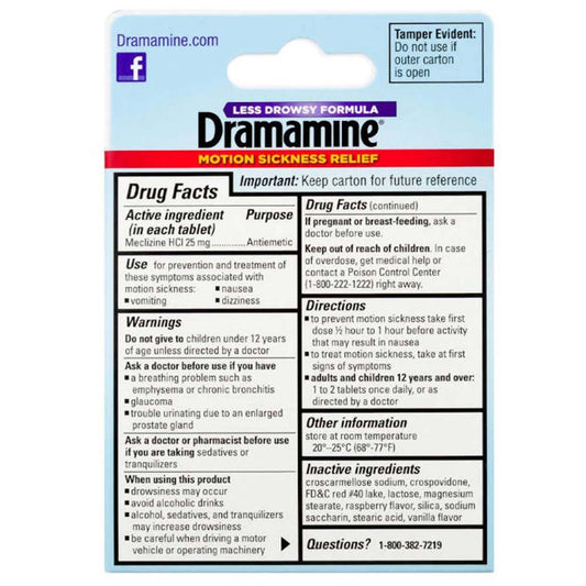 DRAMAMINE LESS DROWSY TABLET 8CT