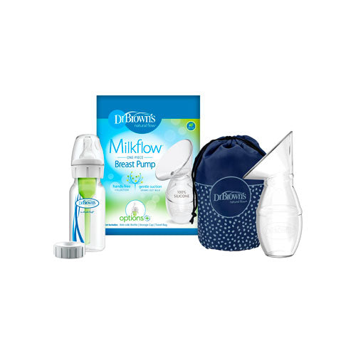 Dr Brown's Silicone Breast Pump with Anti-Colic Options Bottle and Travel Bag, 4 oz