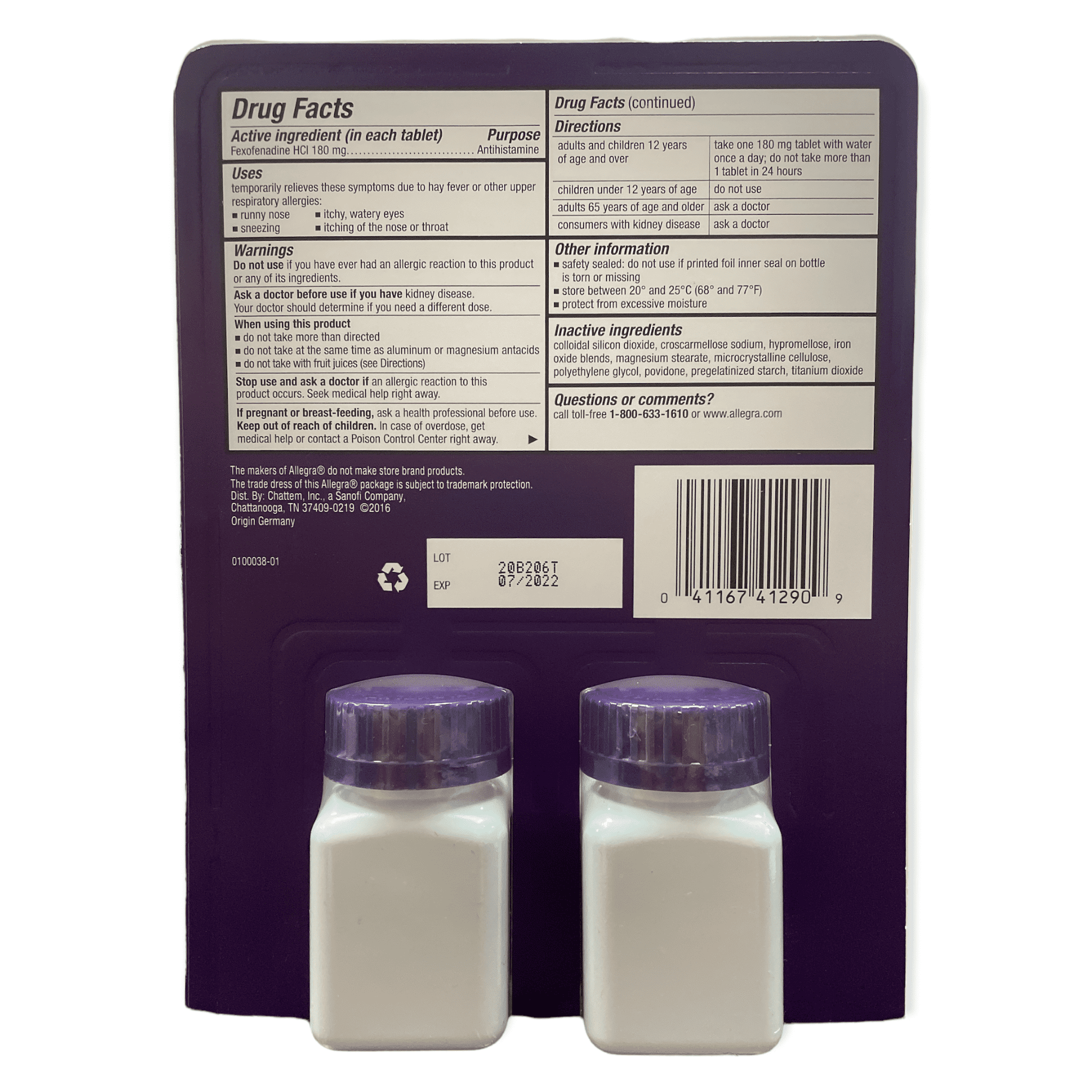 ALLEGRA ALLERGY 24H TB 180MG 90