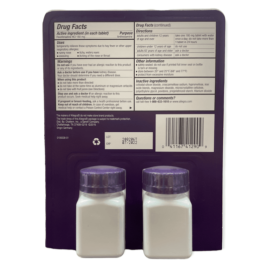 ALLEGRA ALLERGY 24H TB 180MG 90