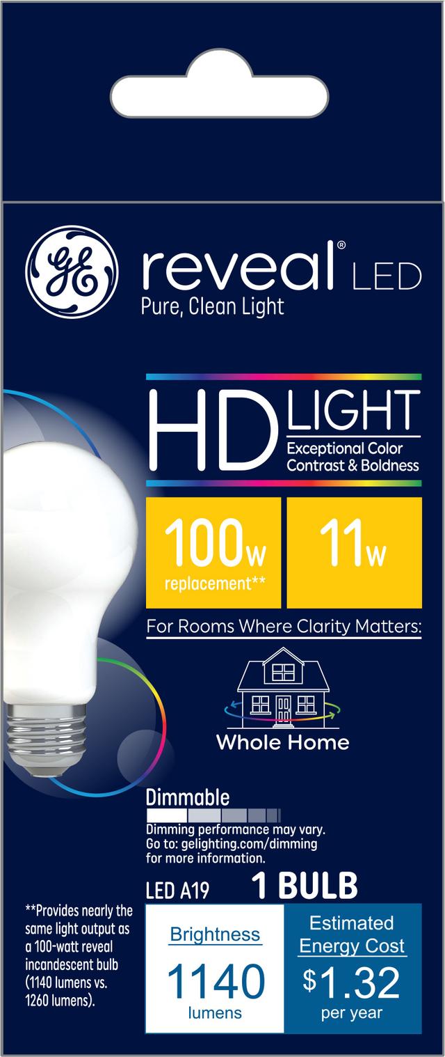 GE Lighting Reveal HD+ LED 100 Watt Replacement, Reveal, A19 General Purpose Bulb, 1 Pack