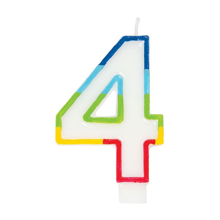 Unique Vibrant Rainbow Border Birthday Candle - Number 4