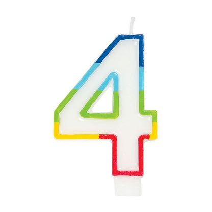 Unique Vibrant Rainbow Border Birthday Candle - Number 4