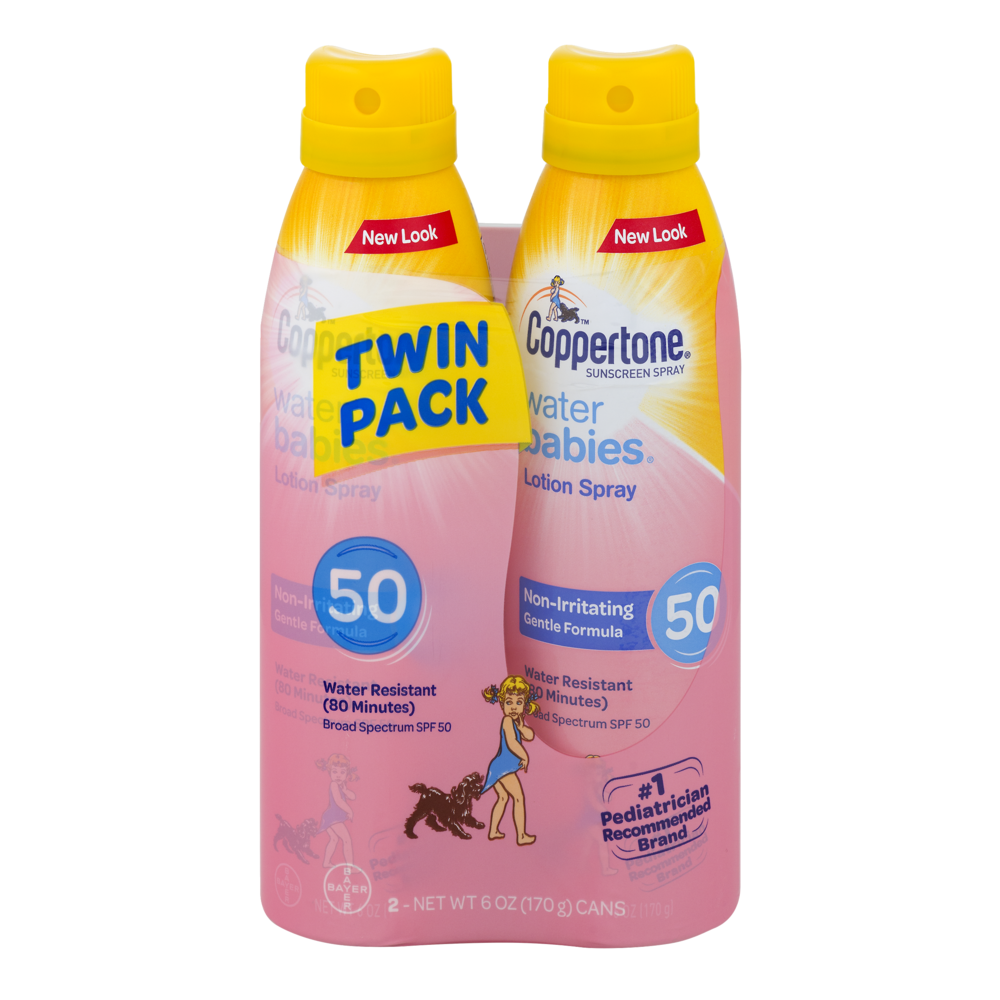 Coppertone Spf#50 Waterbabies Spray Lotion Twin Pack 6oz