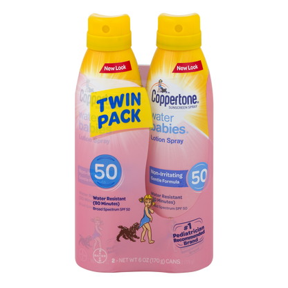 Coppertone Spf#50 Waterbabies Spray Lotion Twin Pack 6oz