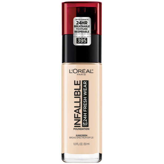 L'ORÉAL PARIS Infallible 32 Hour Fresh Wear Lightweight Foundation, 395 Rose Pearl, 1 oz.
