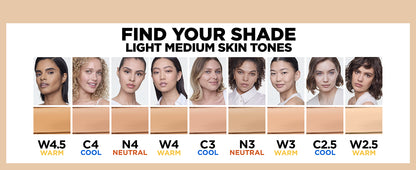 L'ORÉAL PARIS True Match Super-Blendable Foundation, Medium Coverage, N4, Light Medium, 1 fl. oz.