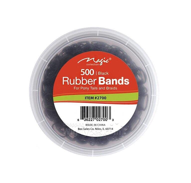 Kiss Red Rubber Bands 500 Ct Black Assorted Sizes (12in)