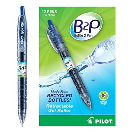 Pilot B2P - Bottle to Pen - Gel Roller Pens Made From Recycled Water Bottles, Fine Point, Black, 2Ct