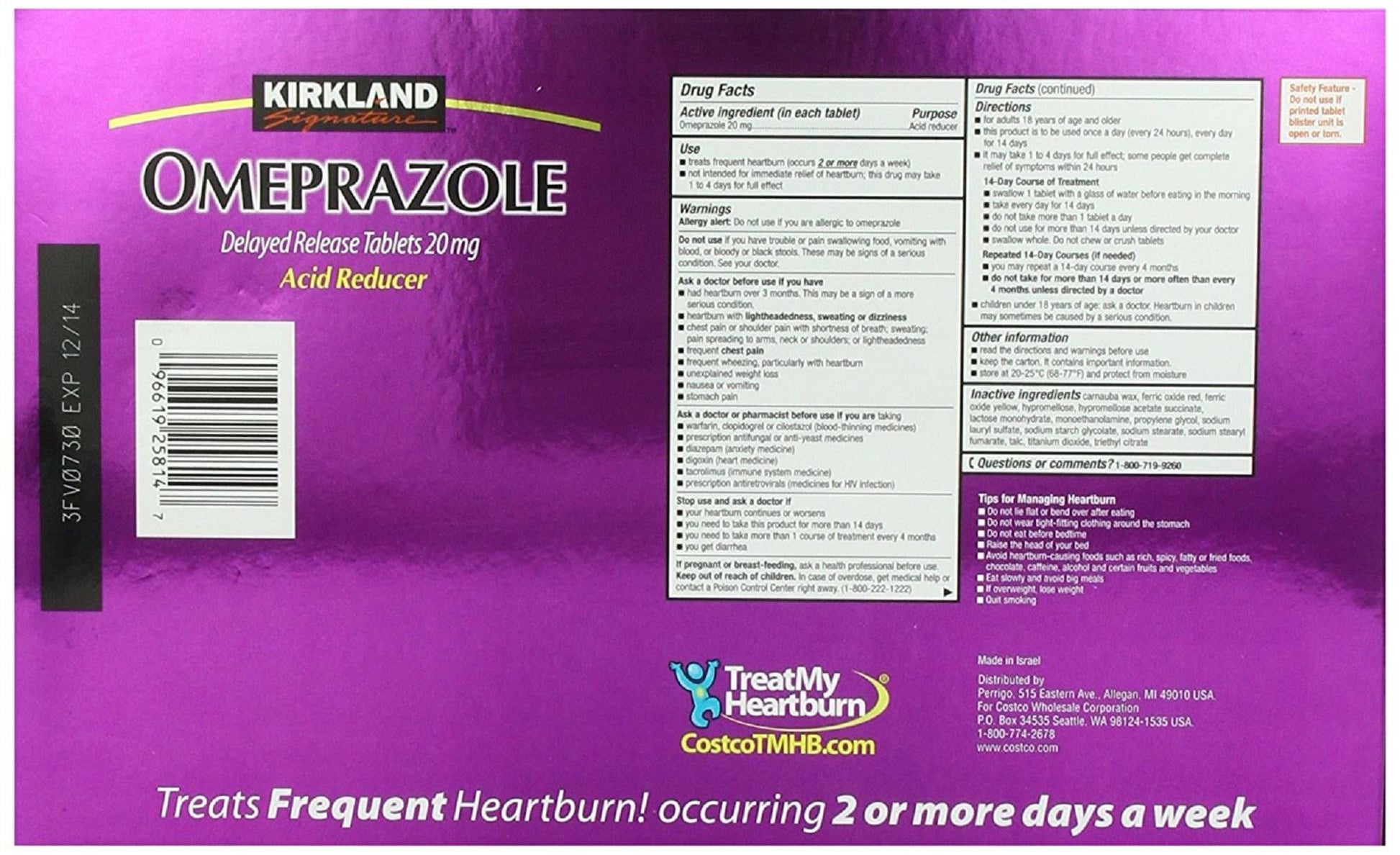 OMEPRAZOLE 20MG DR TAB 42CT UD PERRIGO
