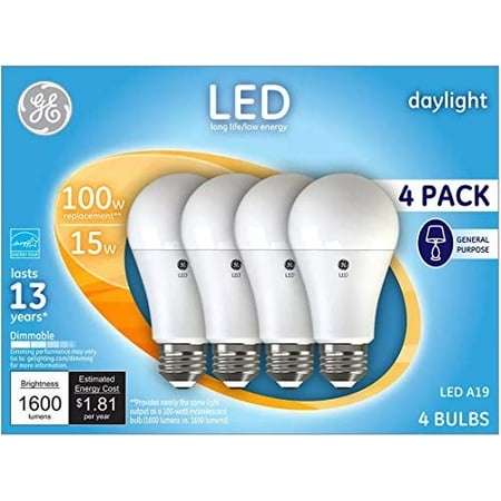 GE Lighting Basic LED 100 Watt Replacement, Daylight, A19 General Purpose Bulbs, 2 Pack