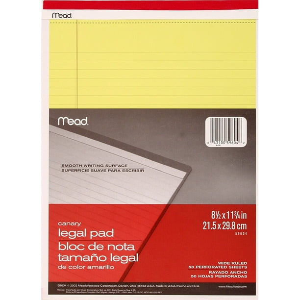 Mead® 8.5 x 11 Legal Pad Canary