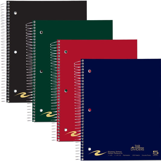Roaring Spring 11"x9" Law Ruled Spiral Notebook, 3" Summary Margin, 20# Paper, Assorted Colors