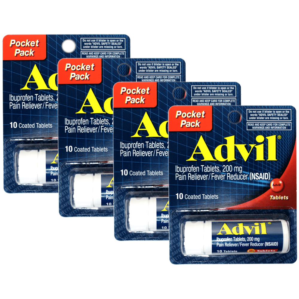 Advil Pain Reliever and Fever Reducer Tablet Vial, 10 Coated Tablets - Carded