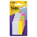 3M Post-it  2" Solid Tabs, Assorted Bright Colors, 6 Tabs/Color, 4 Colors, 24 Tabs/Pack