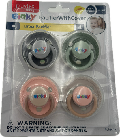 Playtex Baby Latex Pacifier W/ Cover 4 Pack 0-6 Months No Bpa