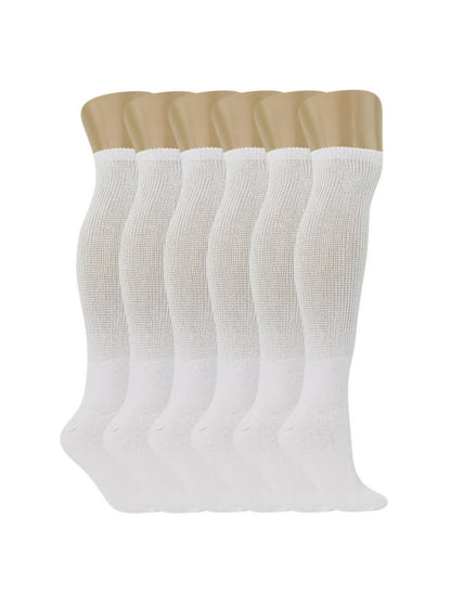 GNP SOCK DIABETIC OVR CALF 8-15MMHG WH M