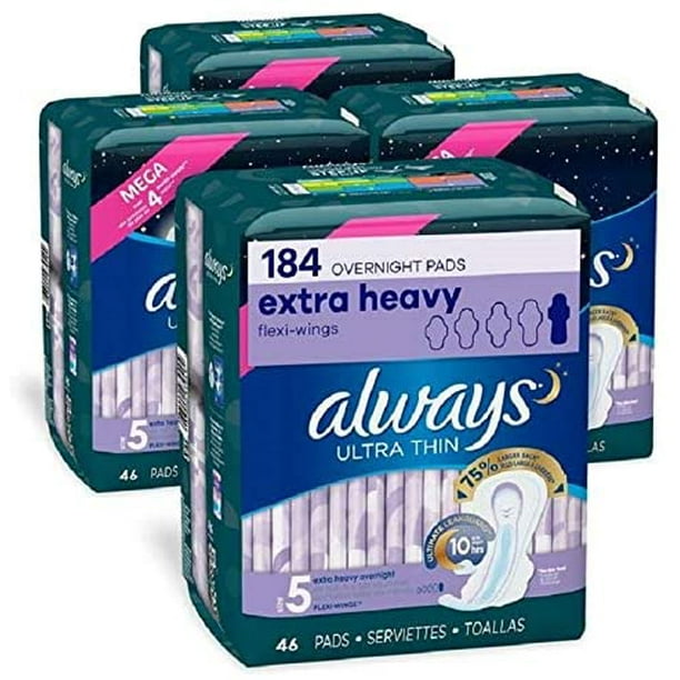 Always Pads Size 5 Ultra Thin 46 Count Extra Heavy Overnight