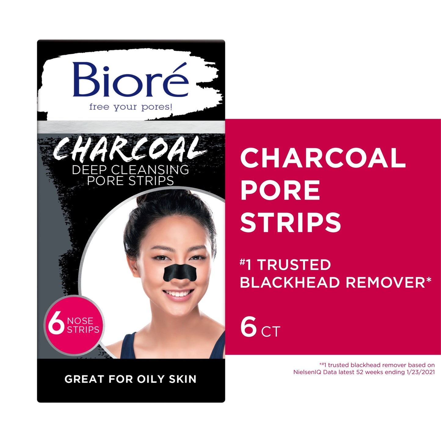 Biore Charcoal Deep Cleansing Pore Strips  6 Count