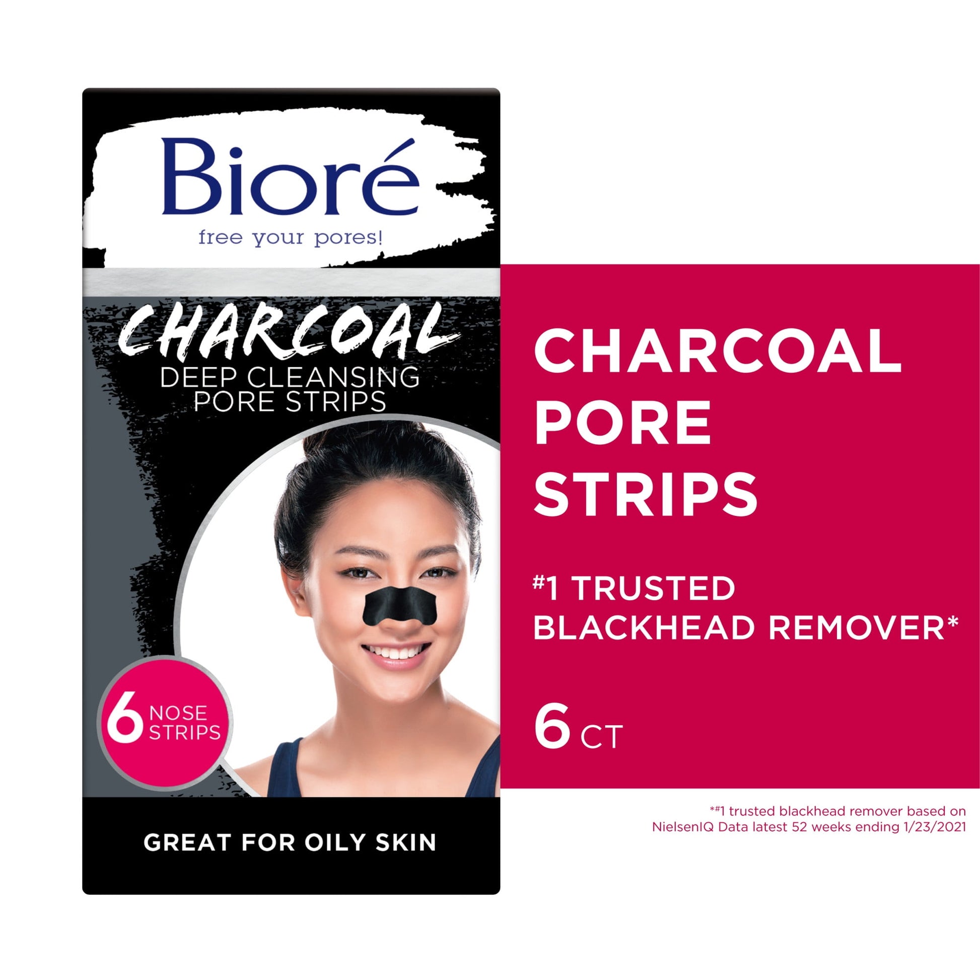 Biore Charcoal Deep Cleansing Pore Strips  6 Count