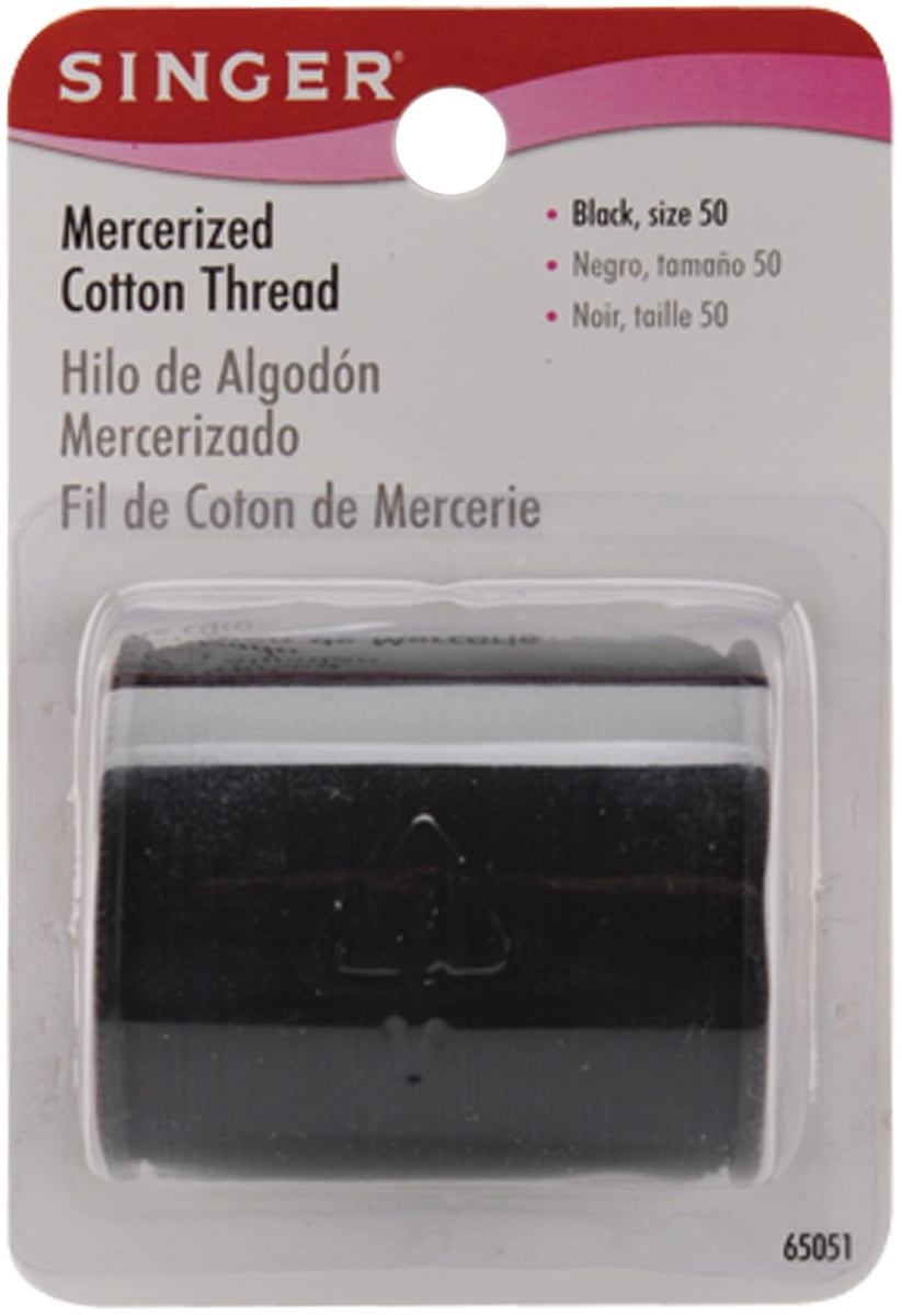 SINGER Mercerized Cotton Thread, Black, 175 yards