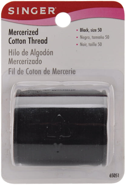 SINGER Mercerized Cotton Thread, Black, 175 yards