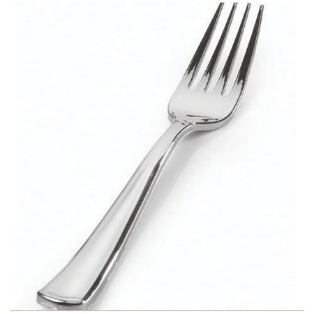 SENSATIONS Plastic Forks - Hammered Metallic Silver, 24 count