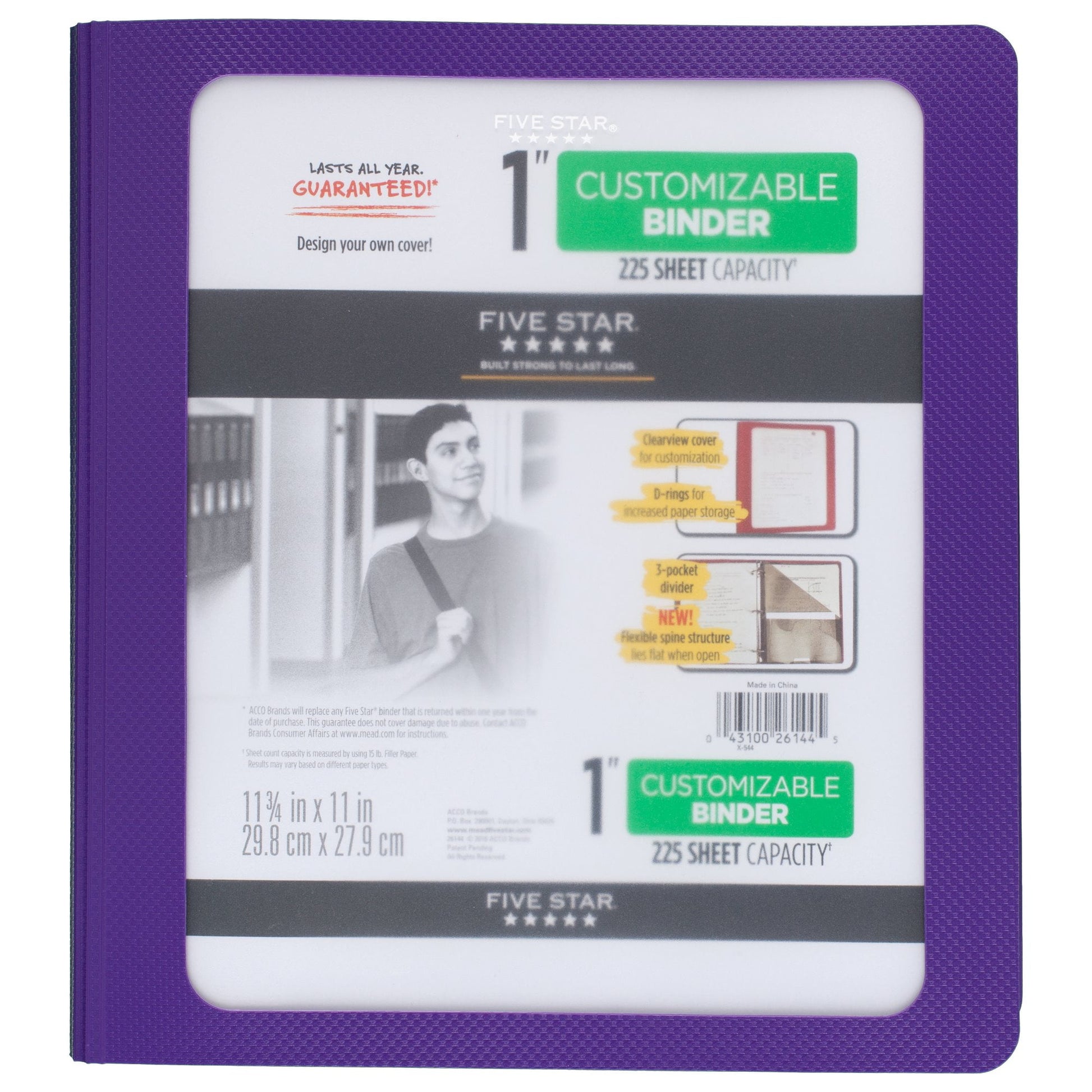 Five Star 1" D-Ring Binder - Recycled, Assorted