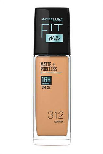MAYBELLINE New York Fit Me Matte + Poreless Foundation Makeup, 312 Golden, 1 oz