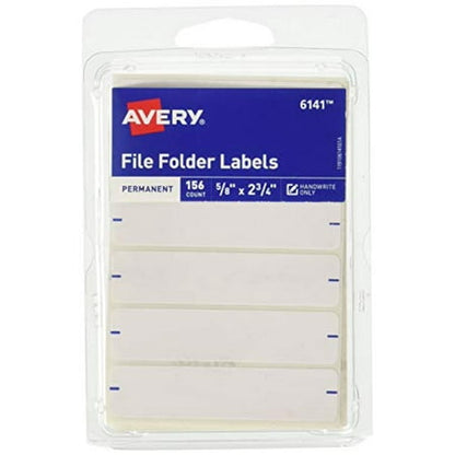 Avery File Folder Labels, 0.625" x 2.75" - White, 156 count