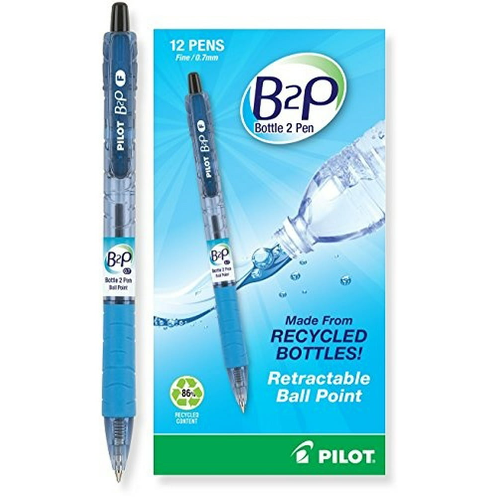Pilot B2P - Bottle to Pen - Gel Roller Pens Made From Recycled Water Bottles, Fine Point, Black, 2Ct