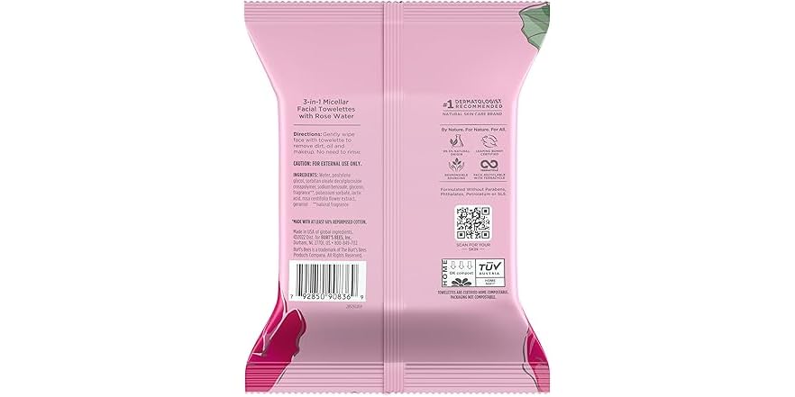 Burt's Bees Micellar Makeup Removing Towelettes with Rose Water