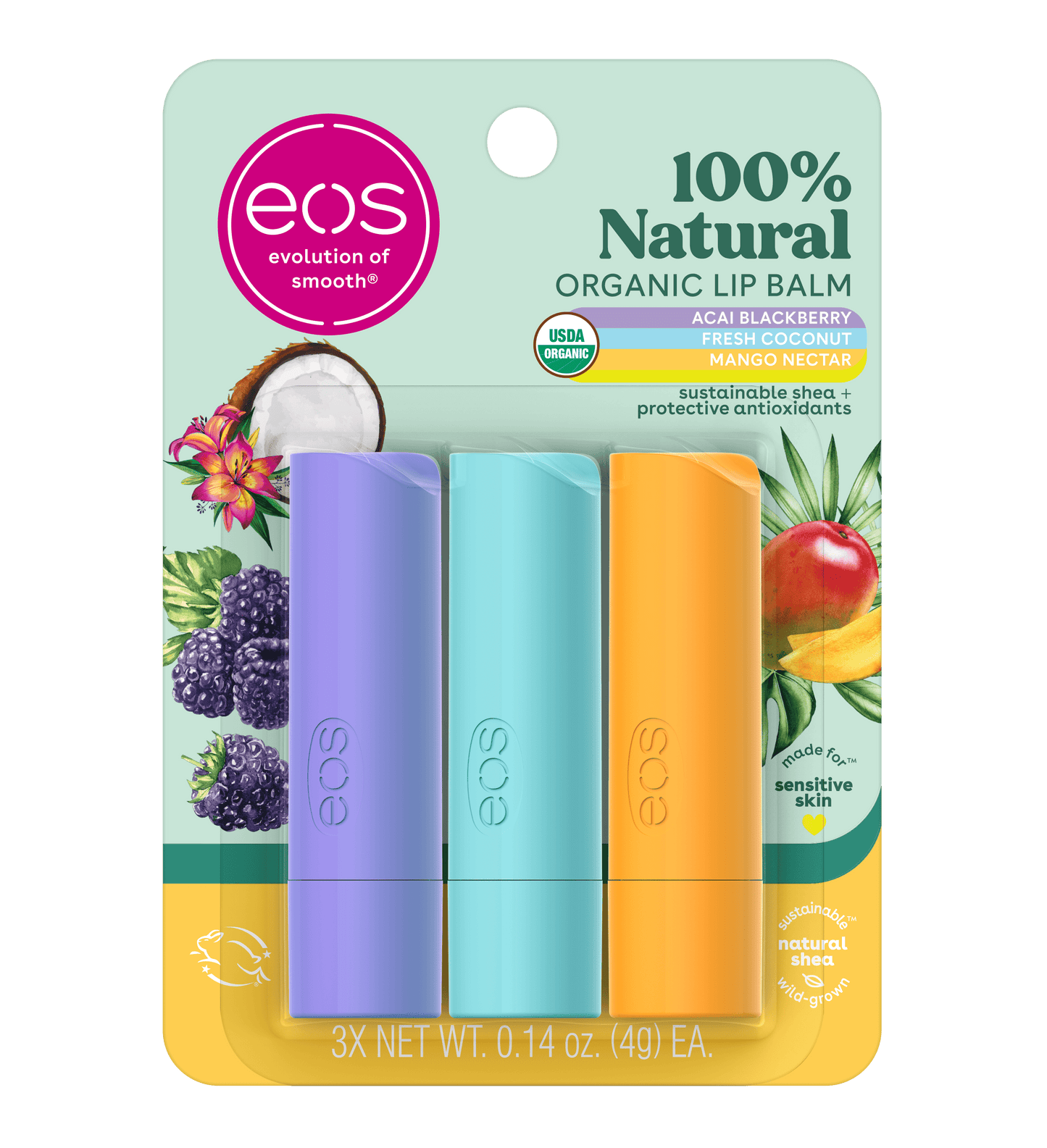 eos Limited Edition Lip Balm Variety Pack - Tropical Chiller, 4 count
