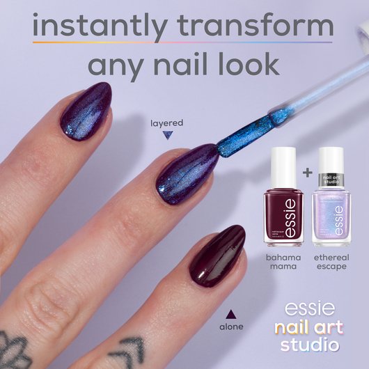 essie Nail Art Studio special effects nail polish, pearl, vegan, blue, frosted fantasy, 0.46 fl oz