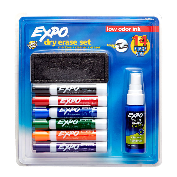 Expo Dry Erase Marker Starter Set with Eraser & Cleaner Multicolored -6pk