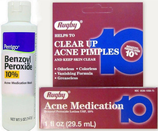 BENZOYL PEROXIDE 10% 29.5ML LOT RUGBY