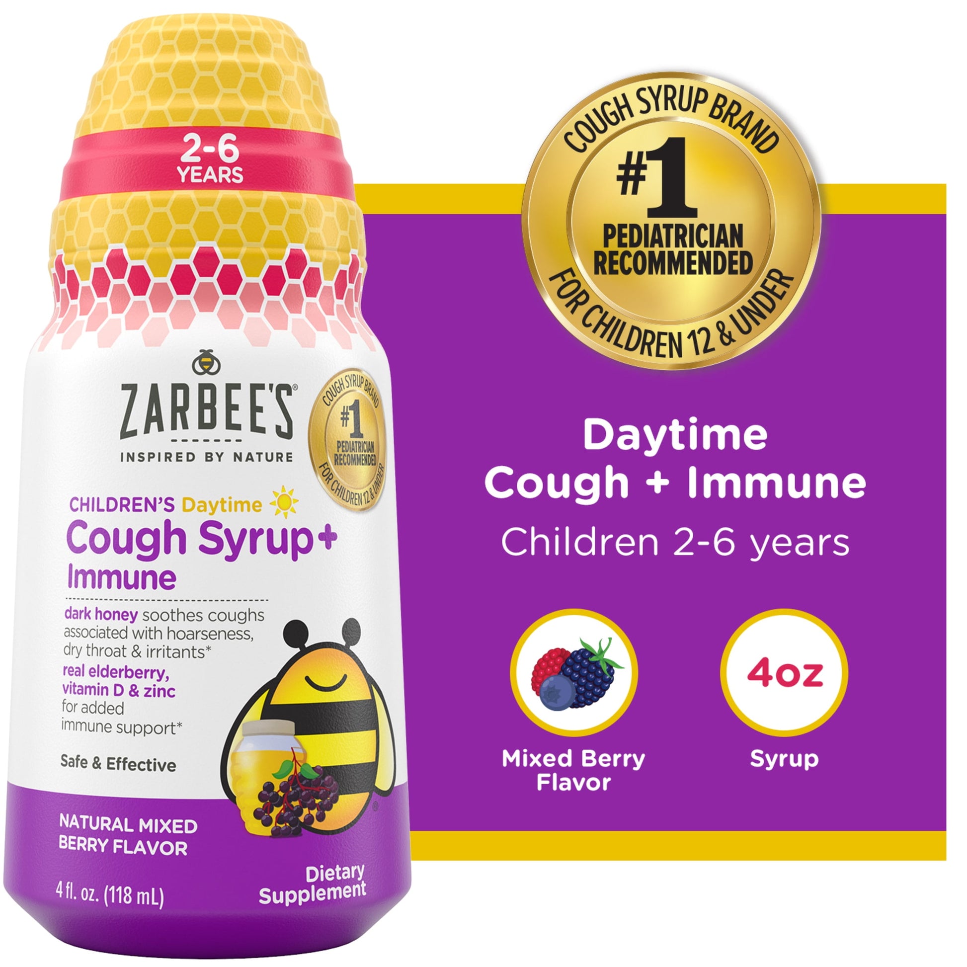 ZARBEES CHLD CGH SYR +IMMN DAY BRRY 4OZ