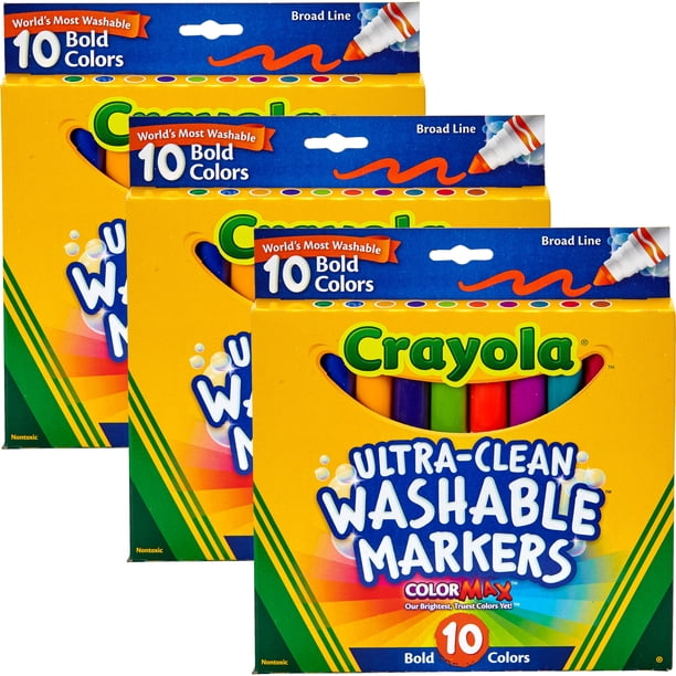Crayola Ultra-Clean Color Max Washable Broad Line Markers - Bright Colors, 10 count