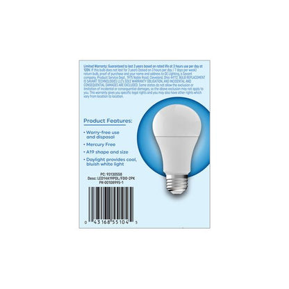 GE Lighting Basic LED 100 Watt Replacement, Daylight, A19 General Purpose Bulbs, 2 Pack