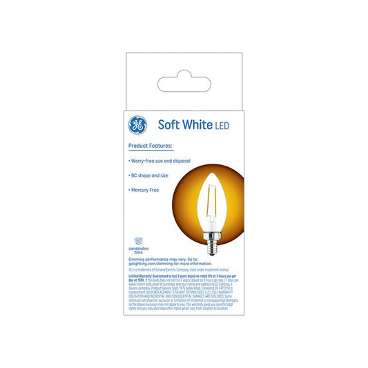 GE Lighting Basic LED 40 Watt Replacement, Soft White, CA11 Deco - Candle Bulbs, 2 Pack
