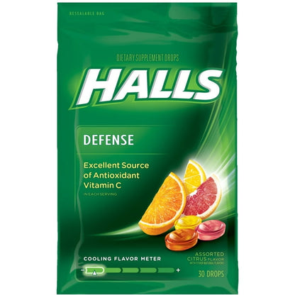 HALLS DEFN VIT C LZ 25 CITRUS SF